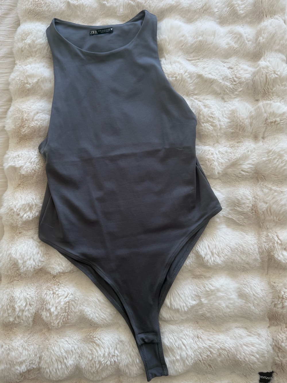ZARA women’s Charcoal Gray Sleeveless One-Piece Bodysuit